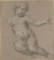 D 013
<br/>
Zittend naakt kind, reikend met de linkerhand
<br/>
<em>Ferri, Ciro (1633-1689)</em>